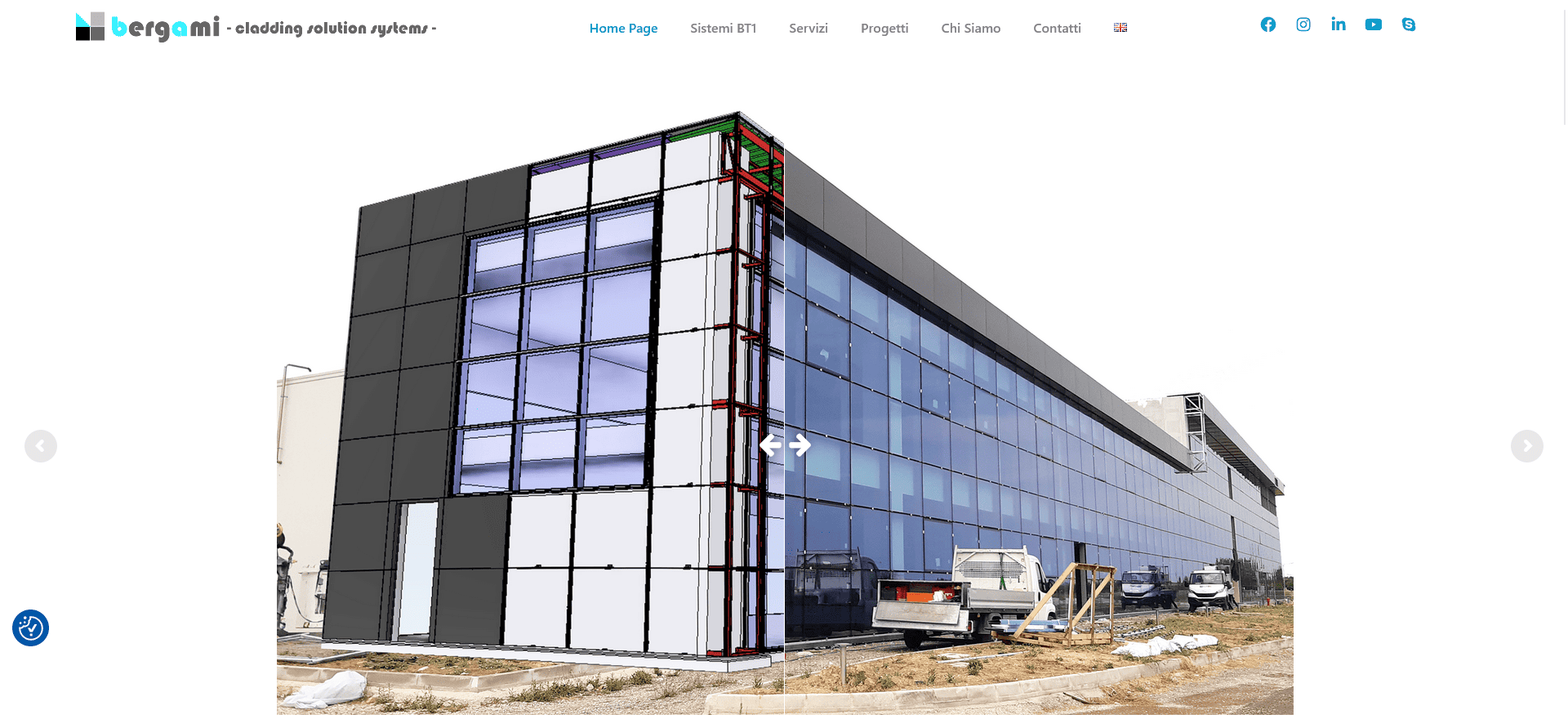 Homepage sito web Bergami facciate ventilate