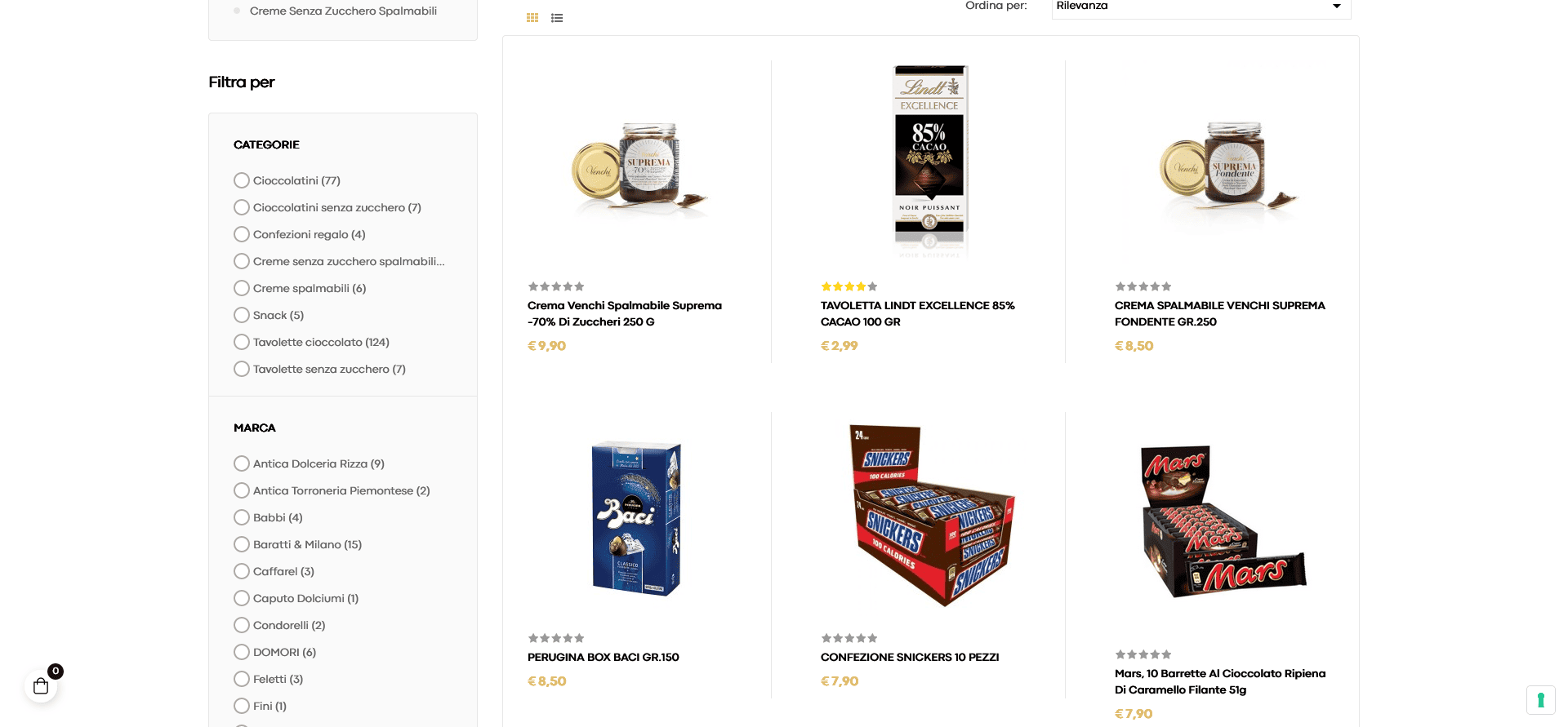 Categoria cioccolatini e dolciumi Caputo