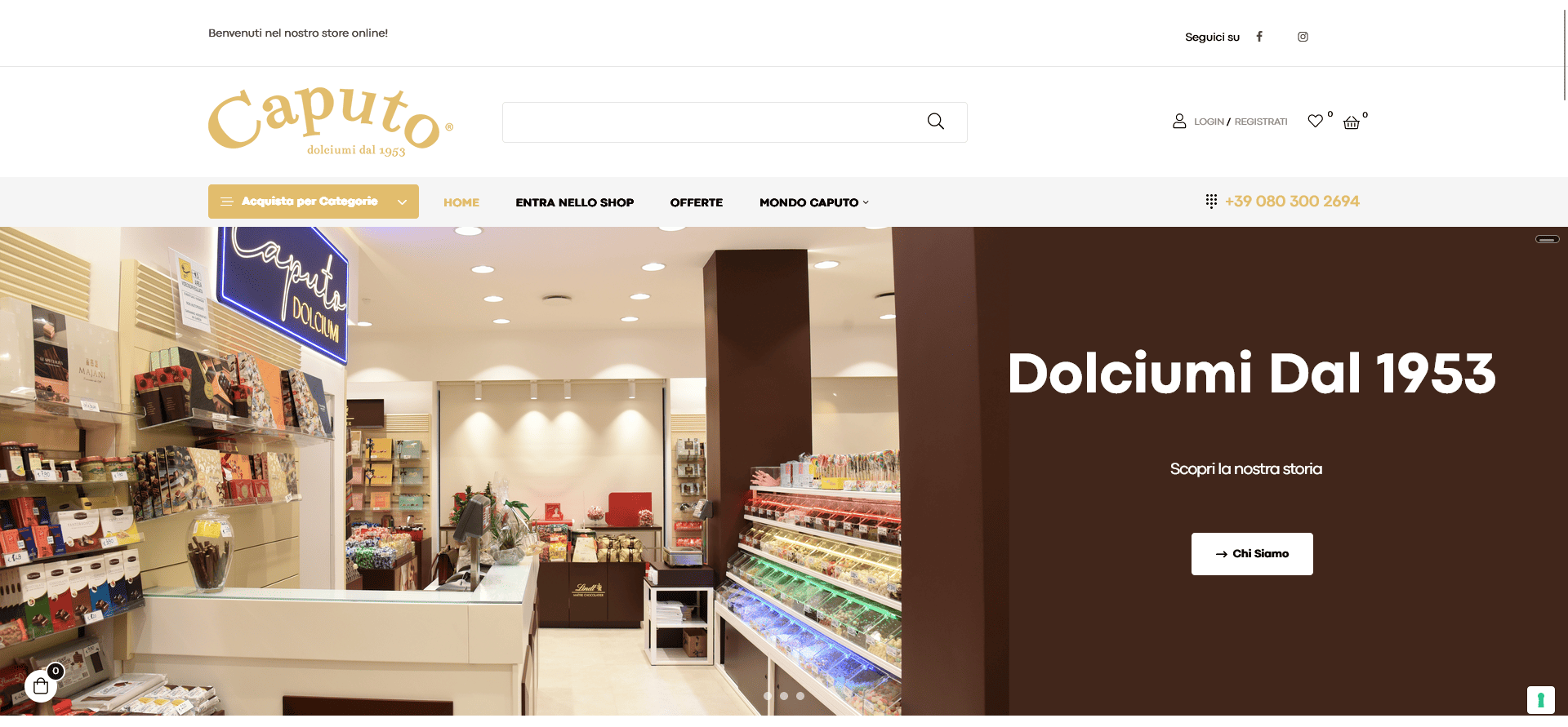 Homepage e-commerce Caputo Dolciumi prodotti dolciari