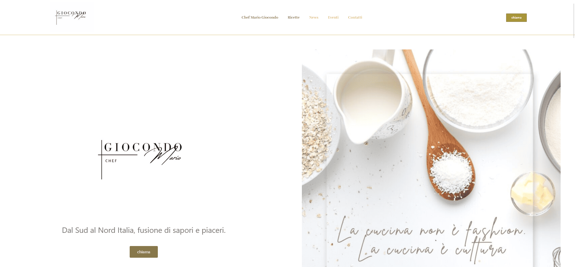 Homepage sito web Chef Mario Giocondo alta cucina