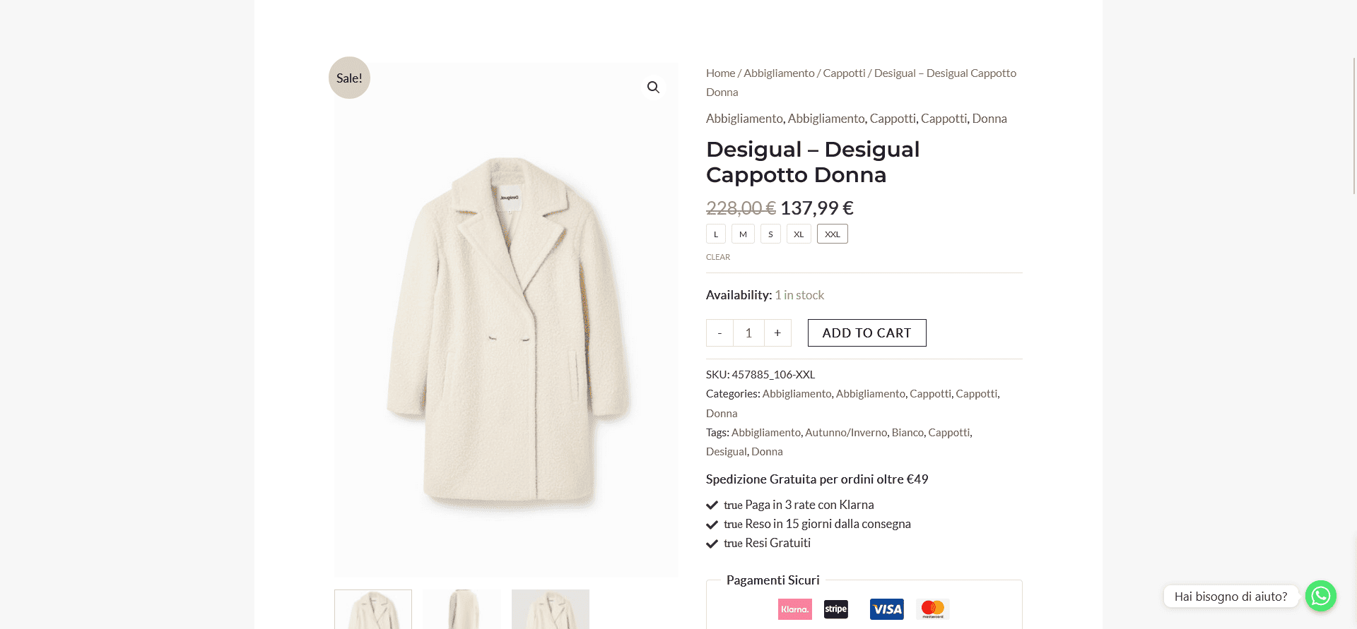 Scheda prodotto Filadi con guida taglie automatica