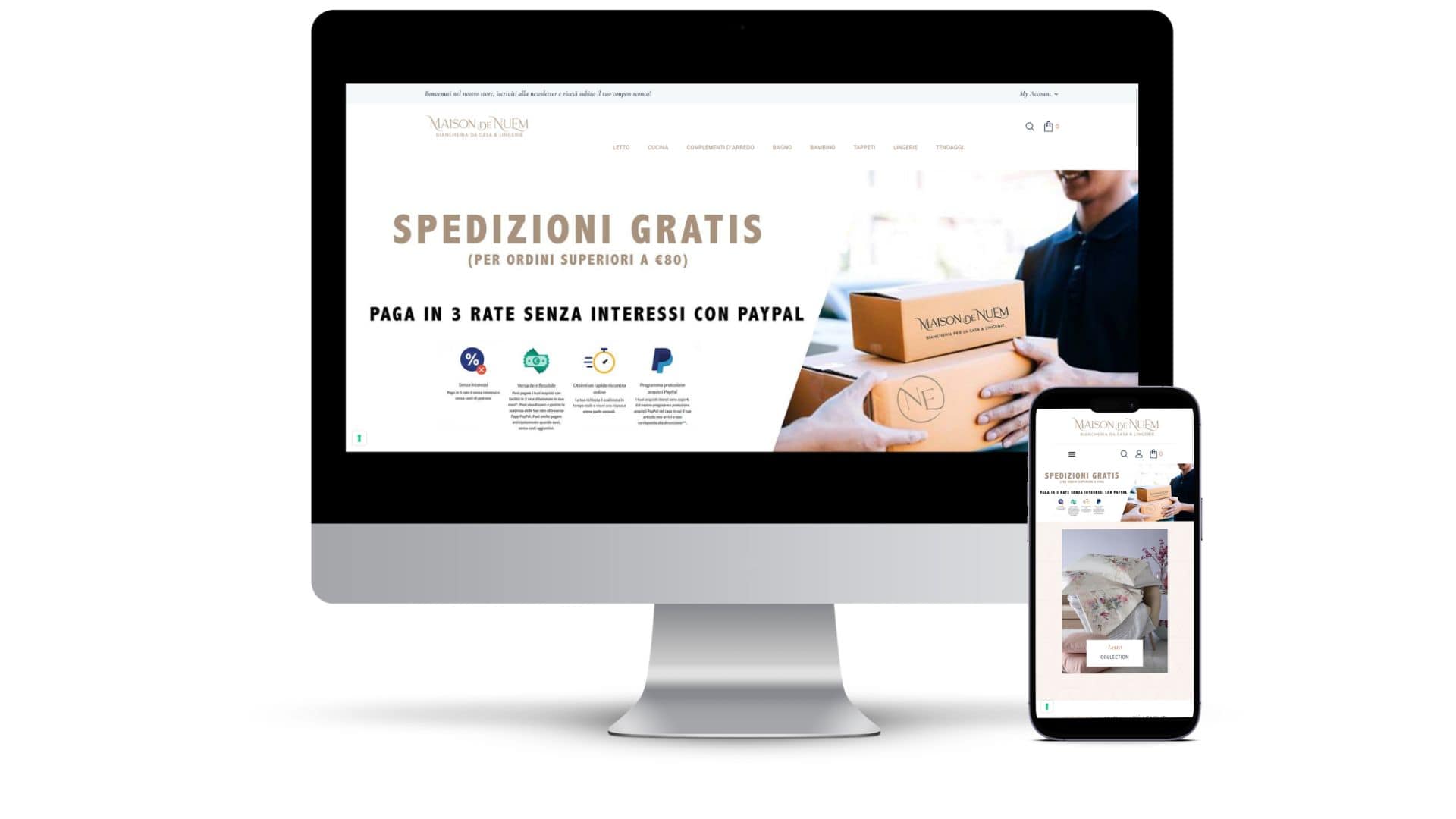 E-commerce Maison de Nuem su desktop e mobile