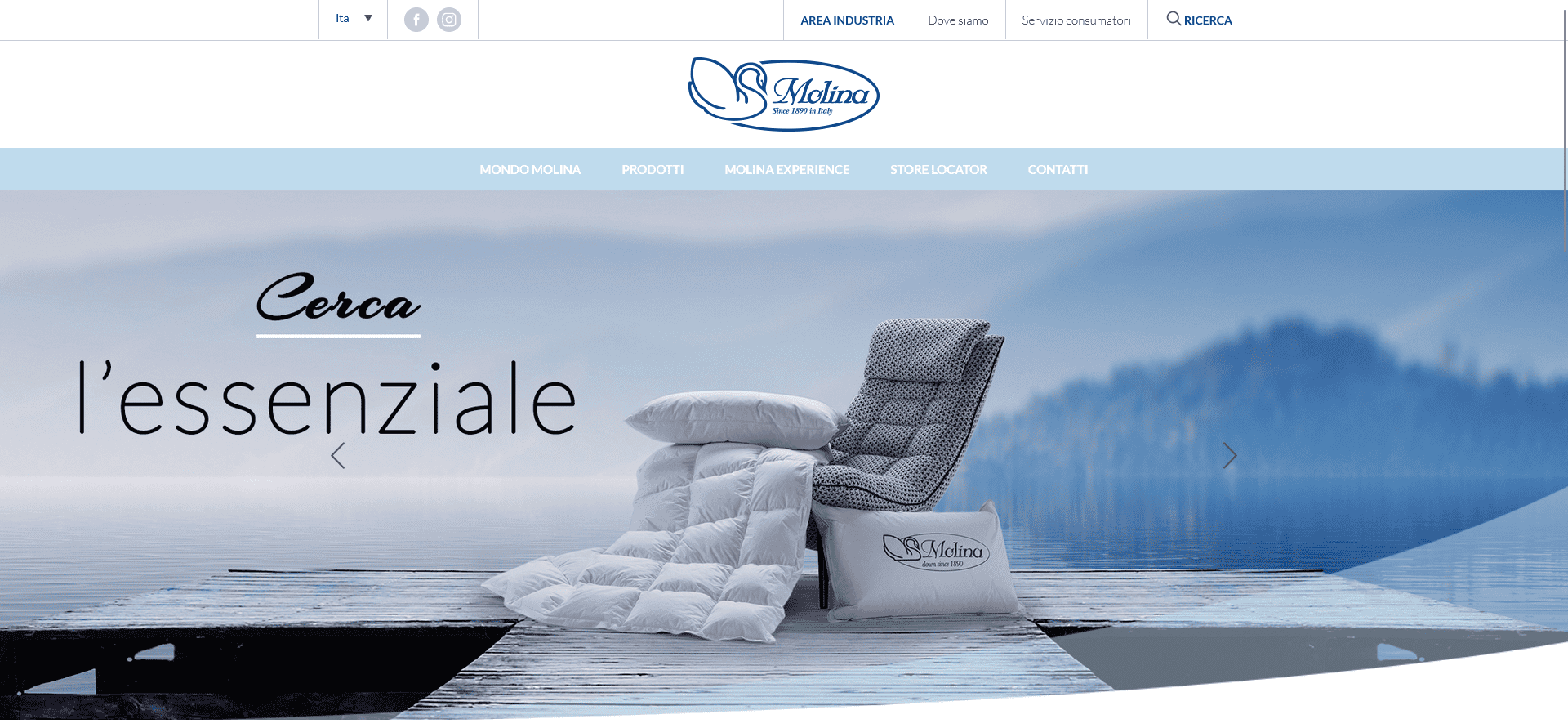 Homepage sito Molina Piumini produzione dal 1890