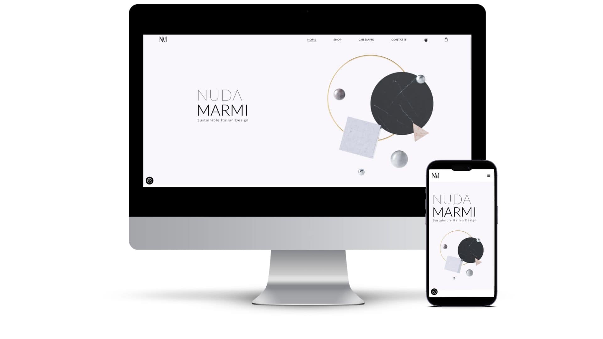 E-commerce Nuda Marmi su desktop e mobile