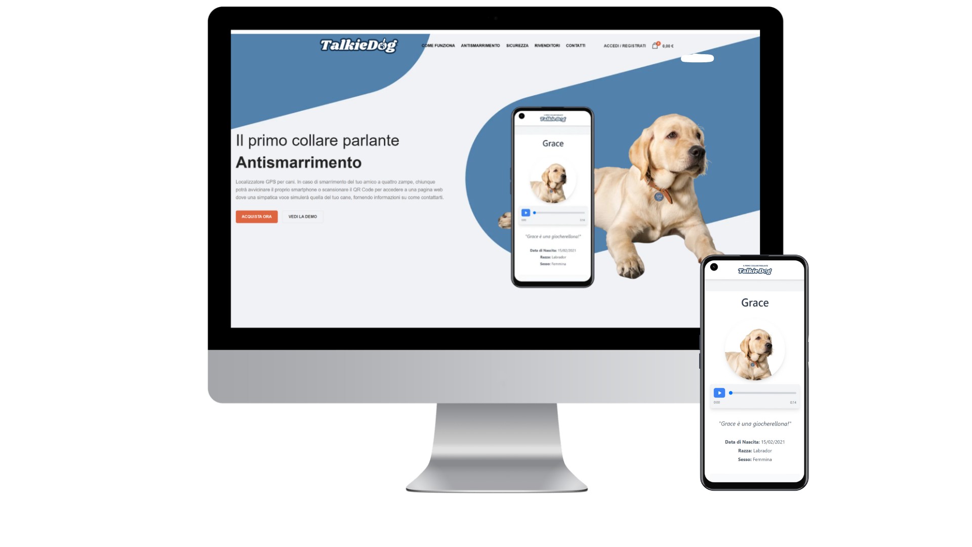 Piattaforma TalkieDog su desktop e mobile